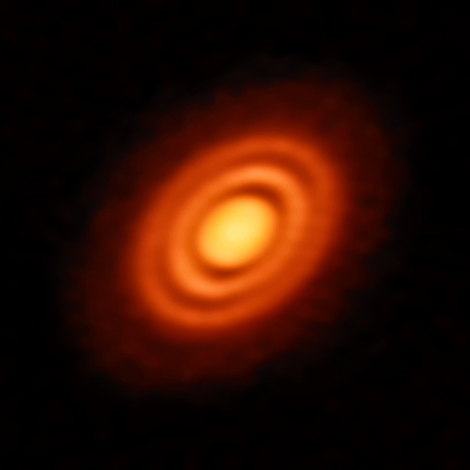 Mind the gap: This ALMA image shows wide gaps within a protoplanetary disk, which may or may not be caused by forming planets.